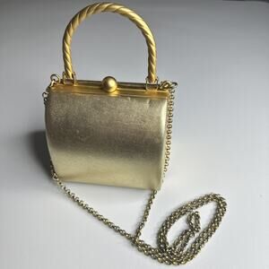 Rare Inge Christopher Soft Gold Metal Evening Clutch, Cocktail Minaudière Purse
